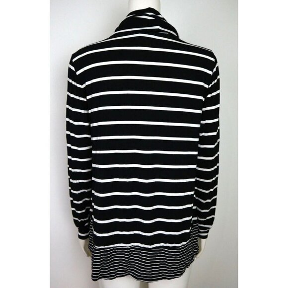 WOMEN'S BLACK & WHITE STRETCH KNIT COWL NECK TOP - WHITE HOUSE BLACK MARKET - M - Picture 5 of 6